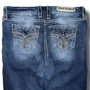 ROCK REVIVAL Jeans Women 30 30L Telma Easy Skinny Thick‎ Stitch Rhinestone Gems